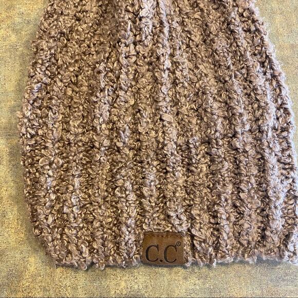 C.C Soft Knit Pom Beanie Winter Hat Adult Soft Brown Light Brown Cozy Warm - Picture 5 of 6